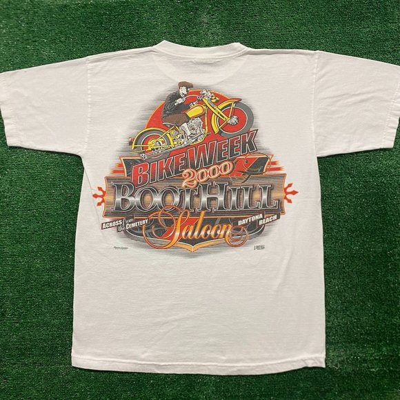 Vintage Y2K Boot Hill Saloon Essential Bike Week Chopper Tee - Picture 1 of 8